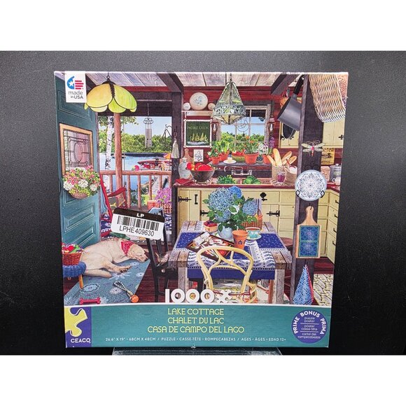 Ceaco 1000 Piece Lake Cottage Jigsaw Puzzle With Puzzle Poster - Picture 1 of 6